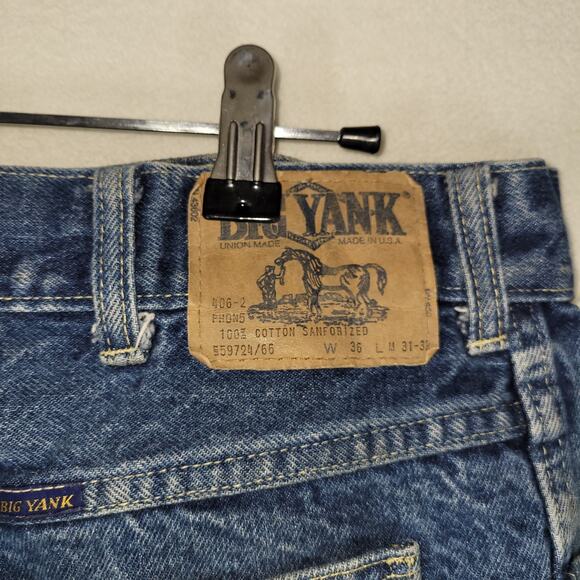 Vintage Big Yank Denim Jeans Mens 36x31 Blue Flare Bell Bottom Boot Cut Retro - Picture 8 of 16